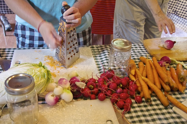 Fresh, local, organic veggies about to begin their fermentation journey