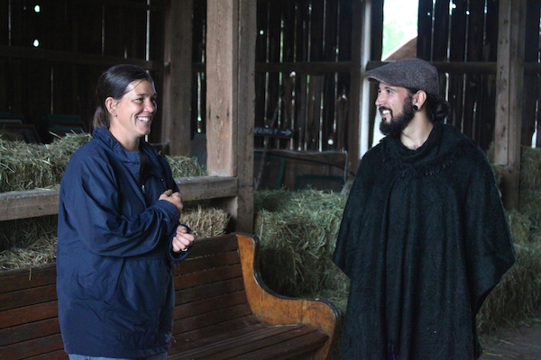 Amanda and Rob in the barn, where they recently held a farm dinner and contradance