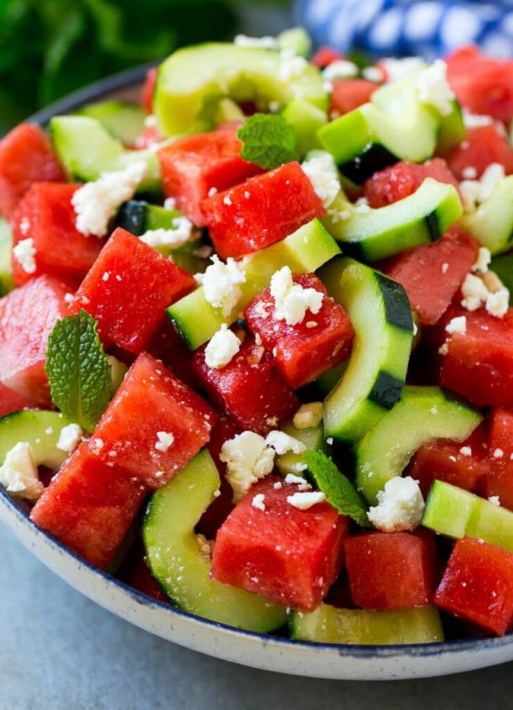 Cucumber and Watermelon Summer Salad with Feta