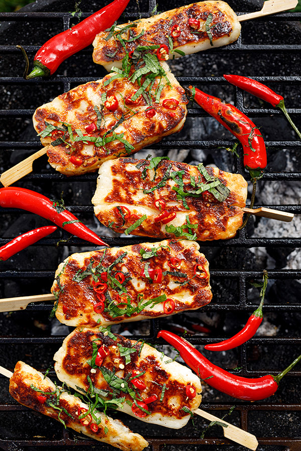 Grilled Halloumi Skewers with Herbs and Lemon
