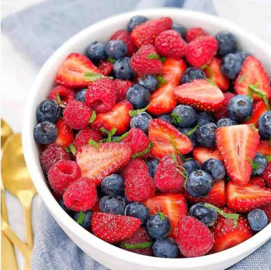 Summer Berries with Mint Sugar